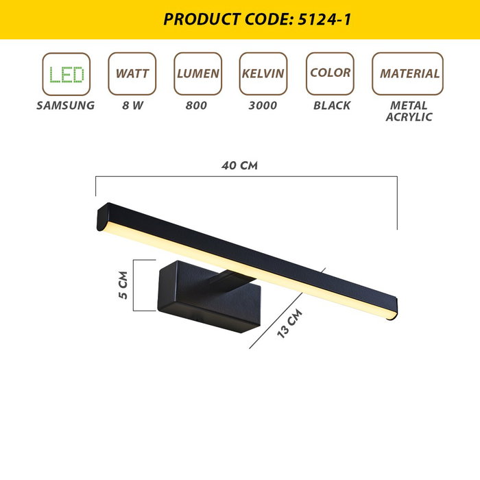 Opviq L1646 Lámpara de pared negra